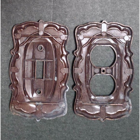 Vintage set of Brass National Lock Beaded Switch Plate and Outlet Covers - Picture 2 of 2